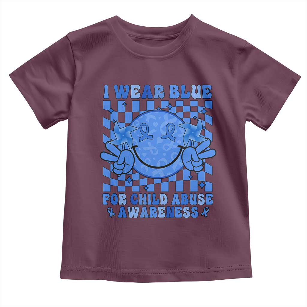 I Wear Blue For Child Abuse Awareness Month Toddler T Shirt TS11 Maroon Print Your Wear
