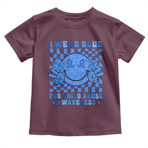 I Wear Blue For Child Abuse Awareness Month Toddler T Shirt TS11 Maroon Print Your Wear