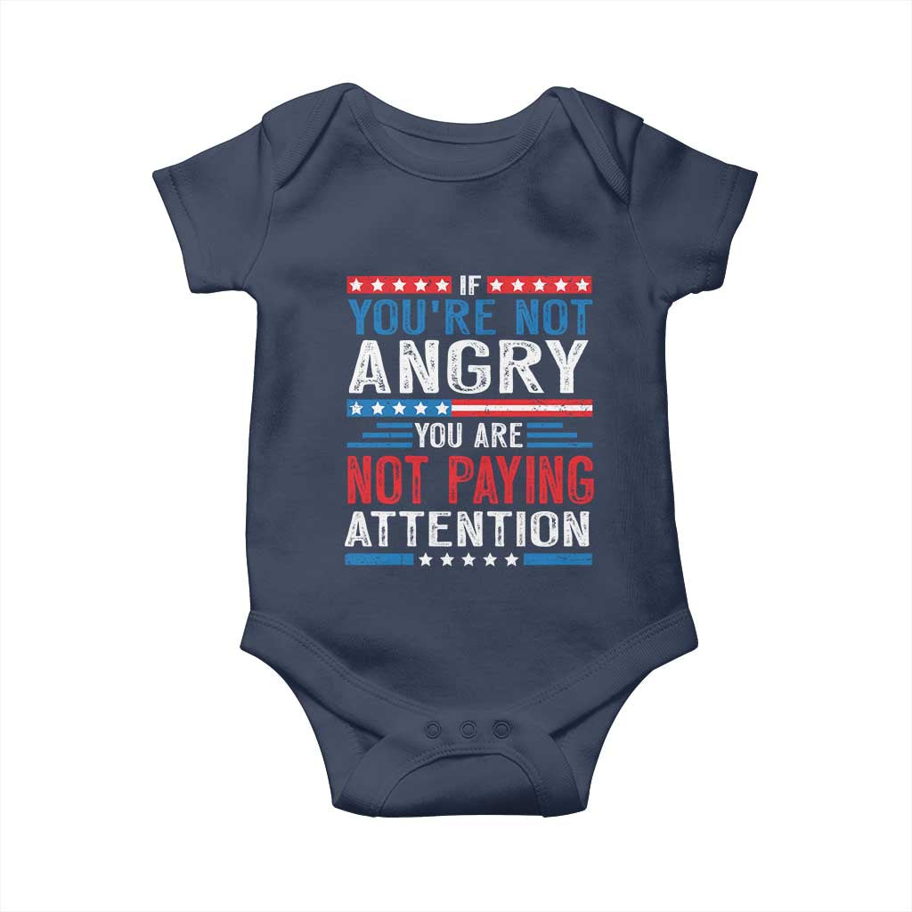 If You Are Not Angry You Are Not Paying Attention Baby Onesie Vintage Stars And Stripes TS11 Navy Print Your Wear