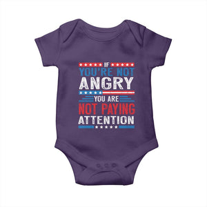 If You Are Not Angry You Are Not Paying Attention Baby Onesie Vintage Stars And Stripes TS11 Purple Print Your Wear