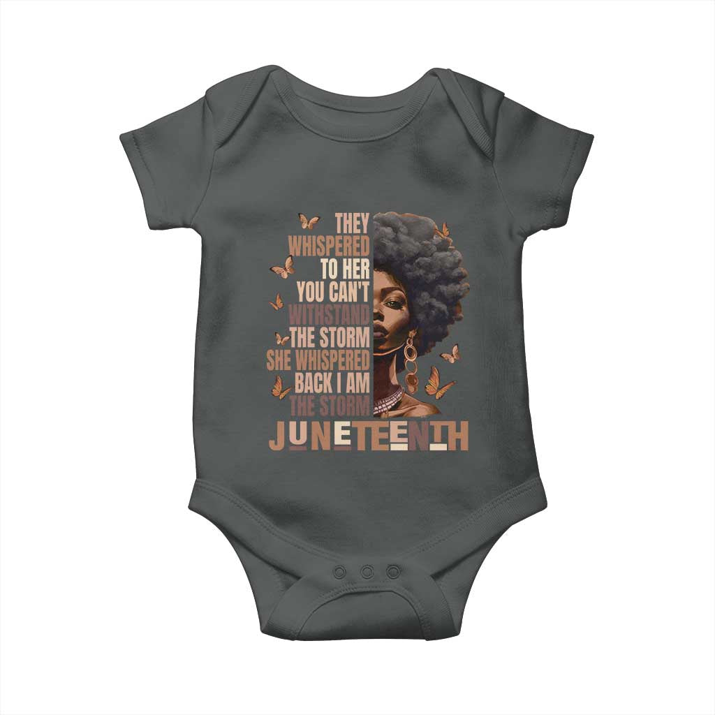 I'm The Storm Black Women Baby Onesie Juneteenth Black History Melanin TS10 Dark Heather Print Your Wear