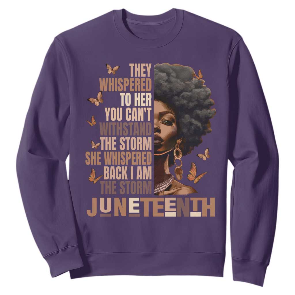 I'm The Storm Black Women Sweatshirt Juneteenth Black History Melanin TS10 Purple Print Your Wear