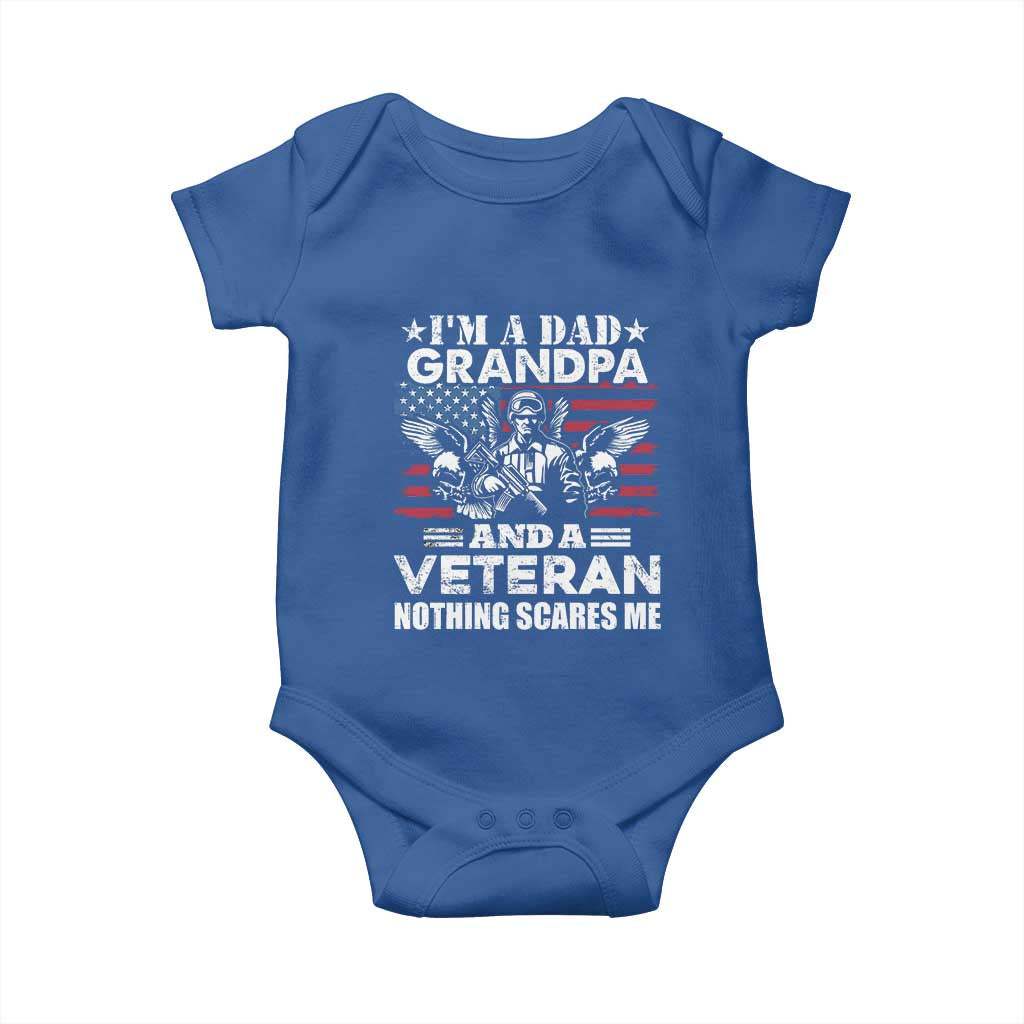 Im a Dad Grandpa and Veteran Baby Onesie Fearless Patriotic Military Family TS02 Royal Blue Print Your Wear