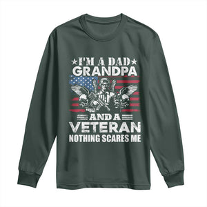 Im a Dad Grandpa and Veteran Long Sleeve Shirt Fearless Patriotic Military Family TS02 Dark Forest Green Print Your Wear