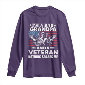 Im a Dad Grandpa and Veteran Long Sleeve Shirt Fearless Patriotic Military Family TS02 Purple Print Your Wear