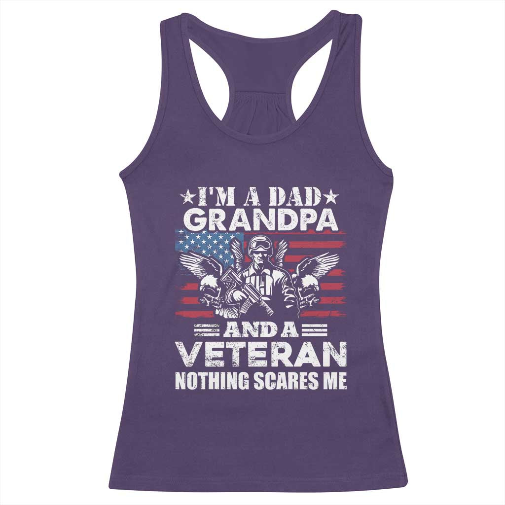 Im a Dad Grandpa and Veteran Racerback Tank Top Fearless Patriotic Military Family TS02 Purple Print Your Wear