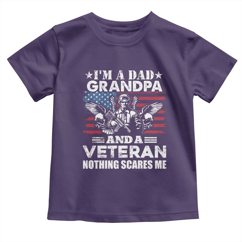Im a Dad Grandpa and Veteran Toddler T Shirt Fearless Patriotic Military Family TS02 Purple Print Your Wear