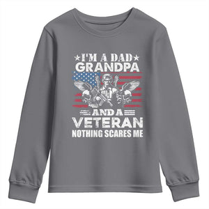 Im a Dad Grandpa and Veteran Youth Sweatshirt Fearless Patriotic Military Family TS02 Charcoal Print Your Wear