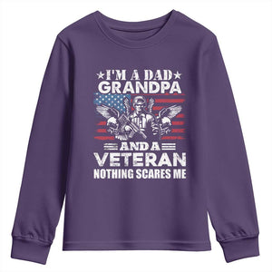 Im a Dad Grandpa and Veteran Youth Sweatshirt Fearless Patriotic Military Family TS02 Purple Print Your Wear
