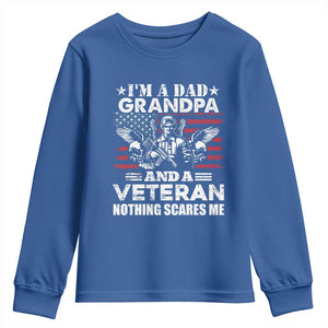 Im a Dad Grandpa and Veteran Youth Sweatshirt Fearless Patriotic Military Family TS02 Royal Blue Print Your Wear