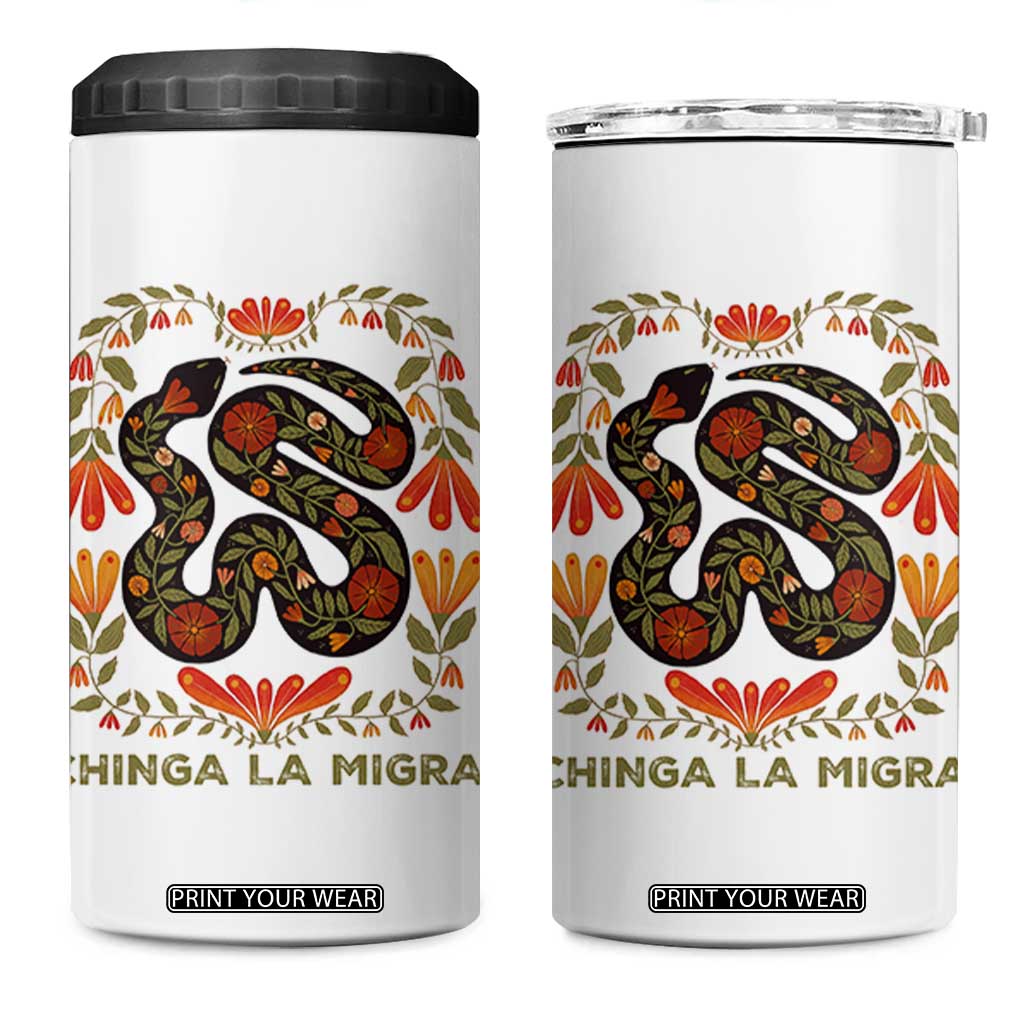 Immigrant Rights 4 in 1 Can Cooler Tumbler Chinga La Migra TS10 One Size: 16 oz White Print Your Wear