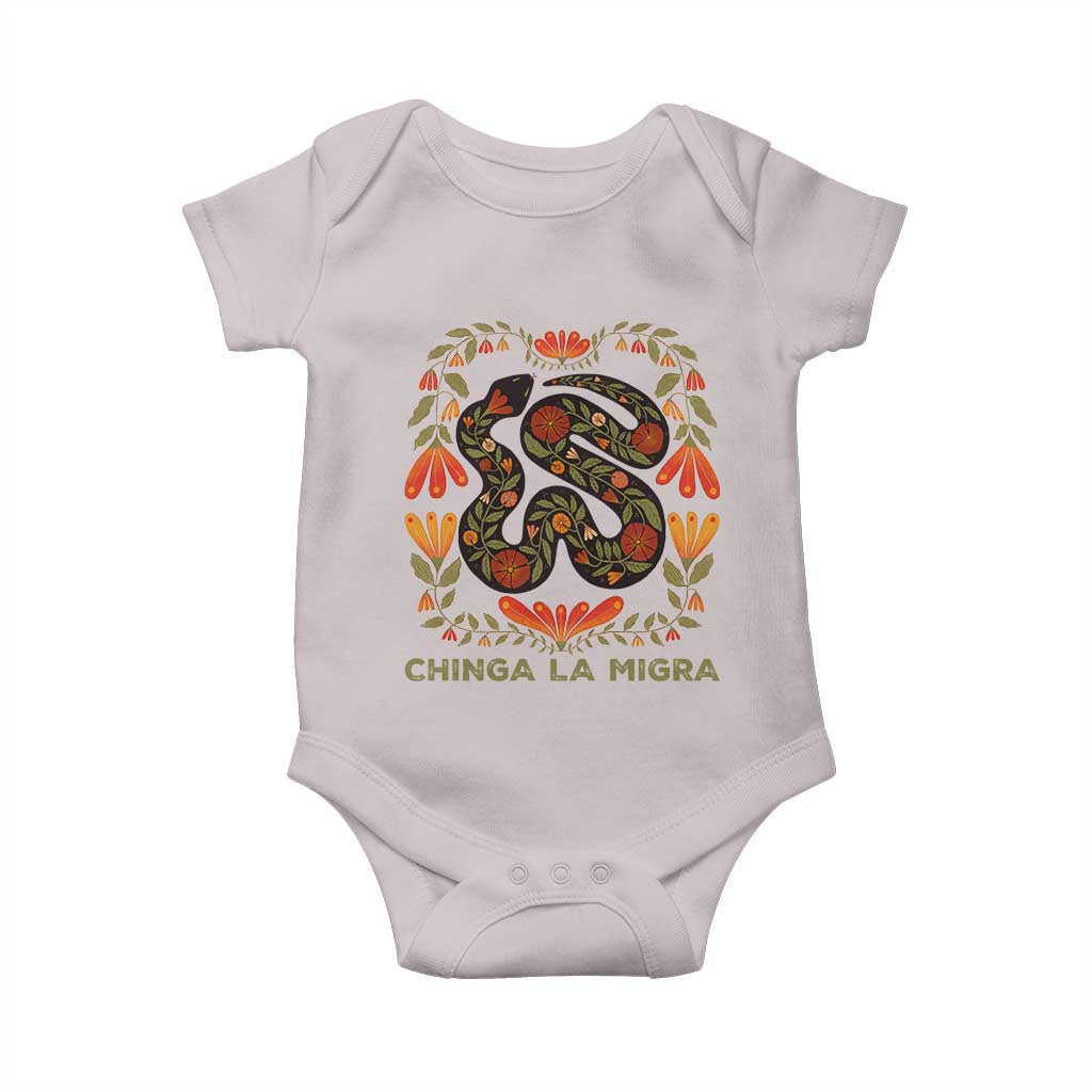 Immigrant Rights Baby Onesie Chinga La Migra TS10 Ice Gray Print Your Wear