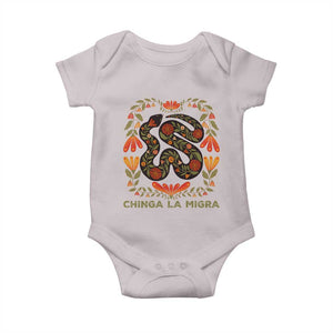 Immigrant Rights Baby Onesie Chinga La Migra TS10 Ice Gray Print Your Wear