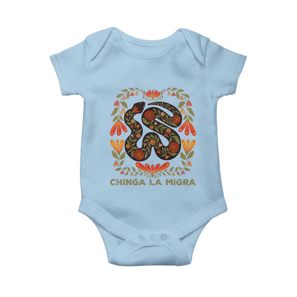 Immigrant Rights Baby Onesie Chinga La Migra TS10 Light Blue Print Your Wear