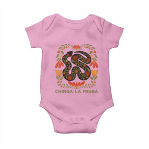 Immigrant Rights Baby Onesie Chinga La Migra TS10 Light Pink Print Your Wear