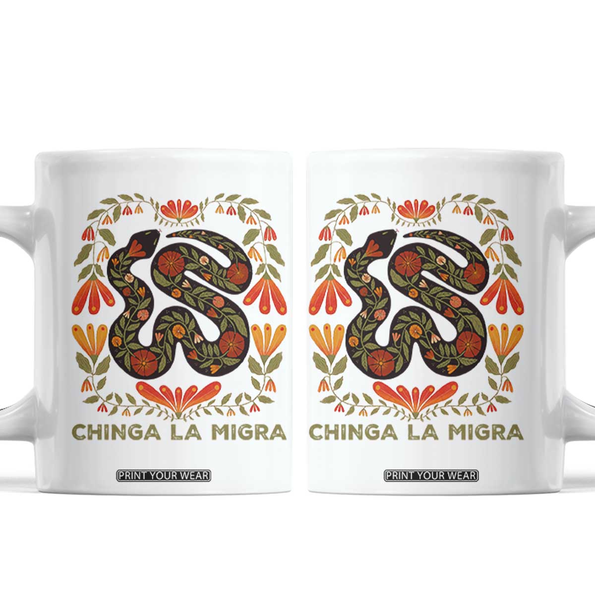 Immigrant Rights Coffee Mug Chinga La Migra TS10 White Print Your Wear
