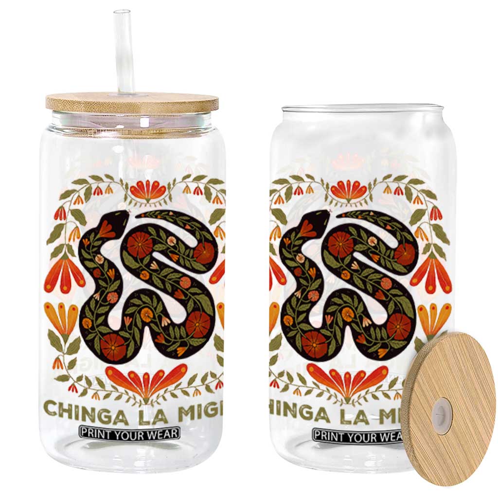 Immigrant Rights Glass Can Chinga La Migra TS10 White Print Your Wear