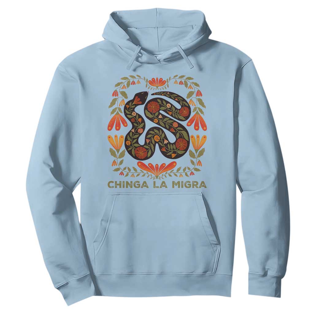 Immigrant Rights Hoodie Chinga La Migra TS10 Light Blue Print Your Wear
