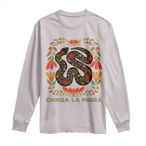 Immigrant Rights Long Sleeve Shirt Chinga La Migra TS10 Ice Gray Print Your Wear