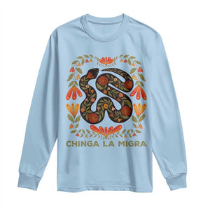 Immigrant Rights Long Sleeve Shirt Chinga La Migra TS10 Light Blue Print Your Wear