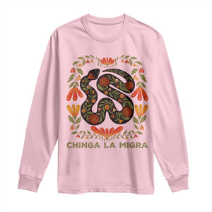 Immigrant Rights Long Sleeve Shirt Chinga La Migra TS10 Light Pink Print Your Wear