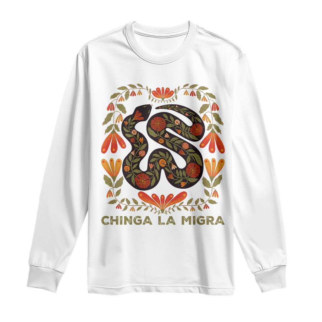 Immigrant Rights Long Sleeve Shirt Chinga La Migra TS10 White Print Your Wear