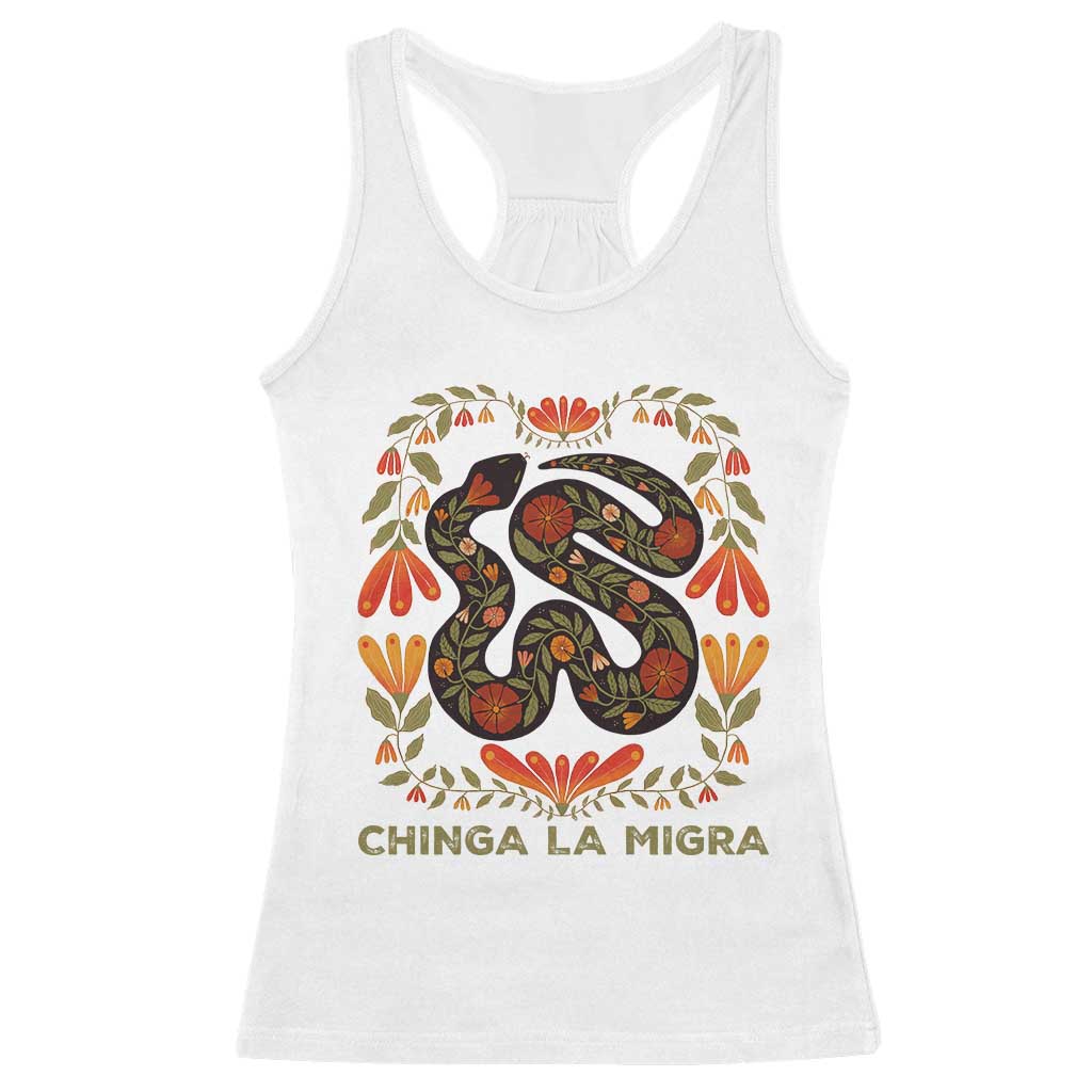 Immigrant Rights Racerback Tank Top Chinga La Migra TS10 White Print Your Wear