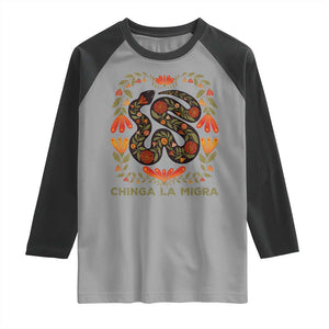 Immigrant Rights Raglan Shirt Chinga La Migra TS10 Sport Gray Black Print Your Wear