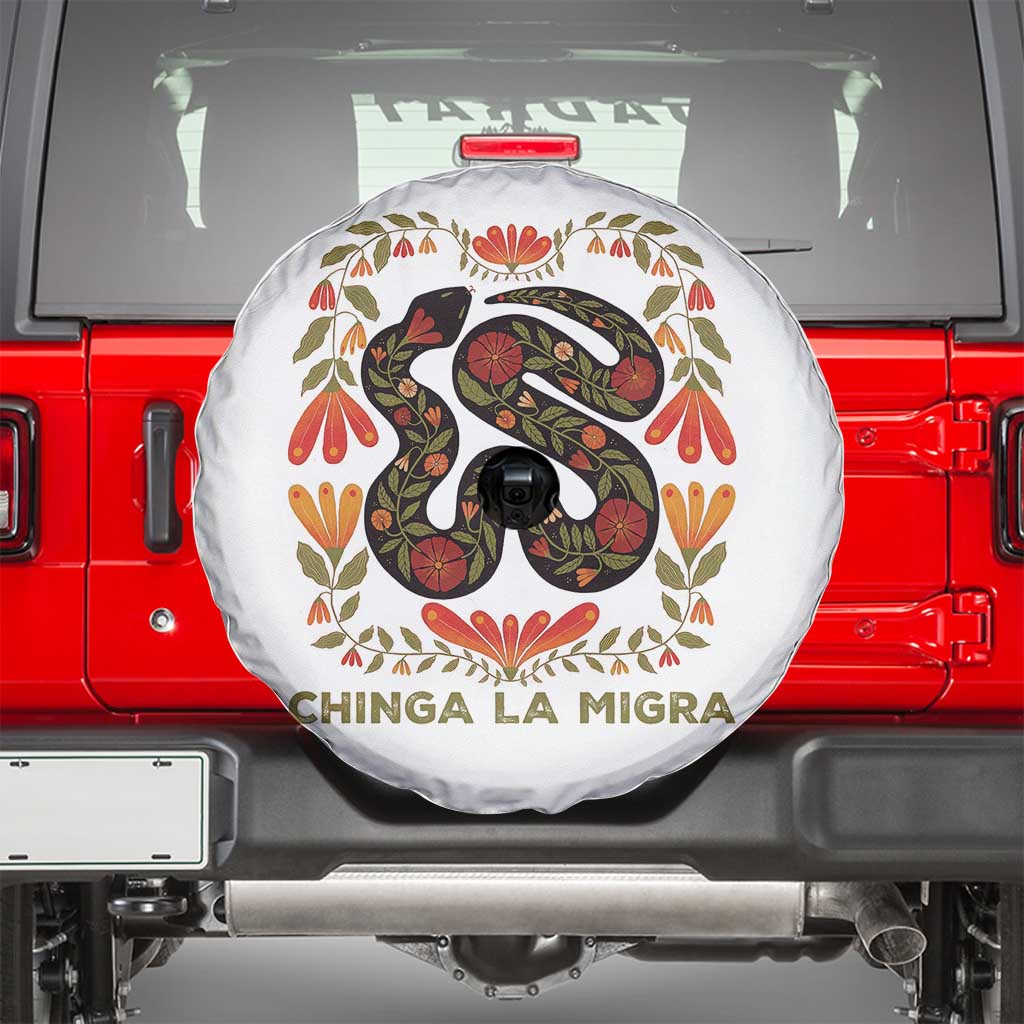 Immigrant Rights Spare Tire Cover Chinga La Migra TS10 White Print Your Wear