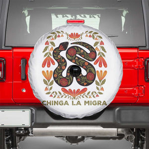 Immigrant Rights Spare Tire Cover Chinga La Migra TS10 White Print Your Wear