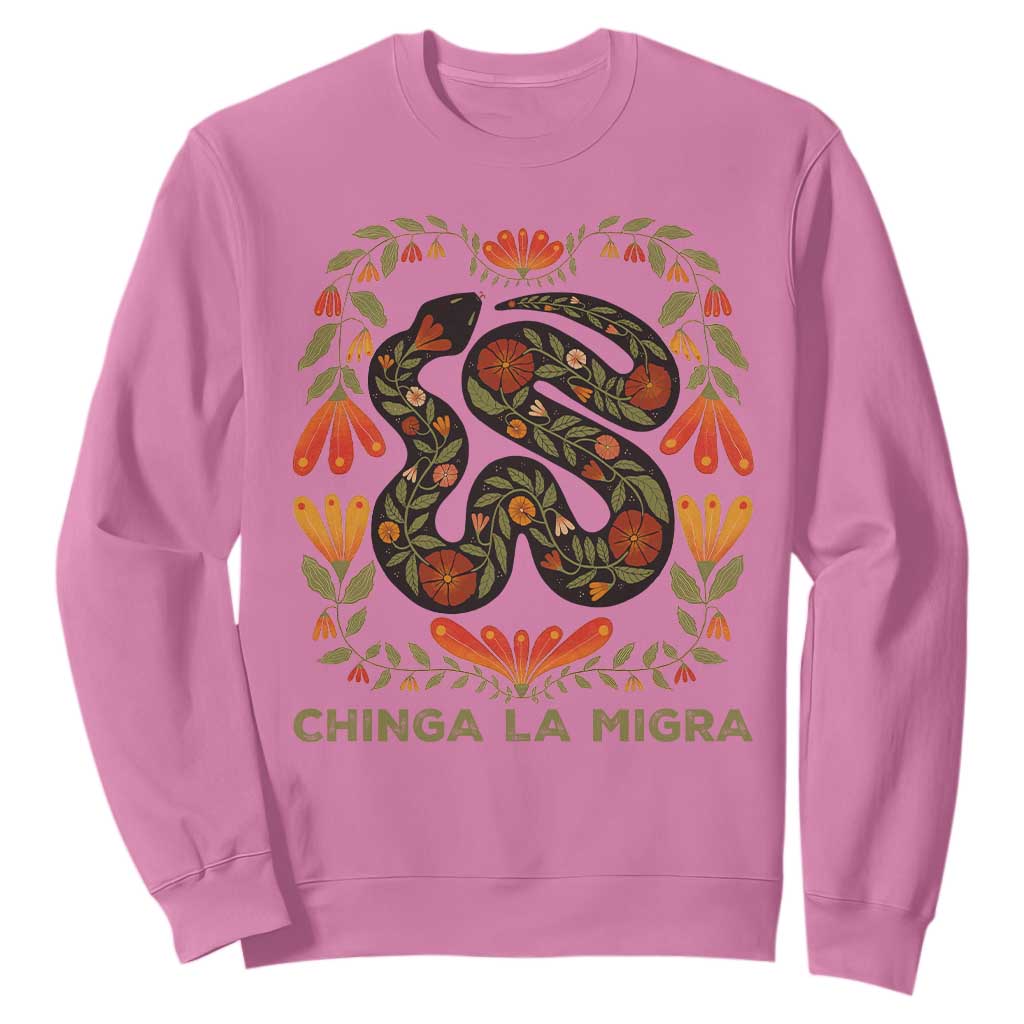 Immigrant Rights Sweatshirt Chinga La Migra TS10 Azalea Print Your Wear