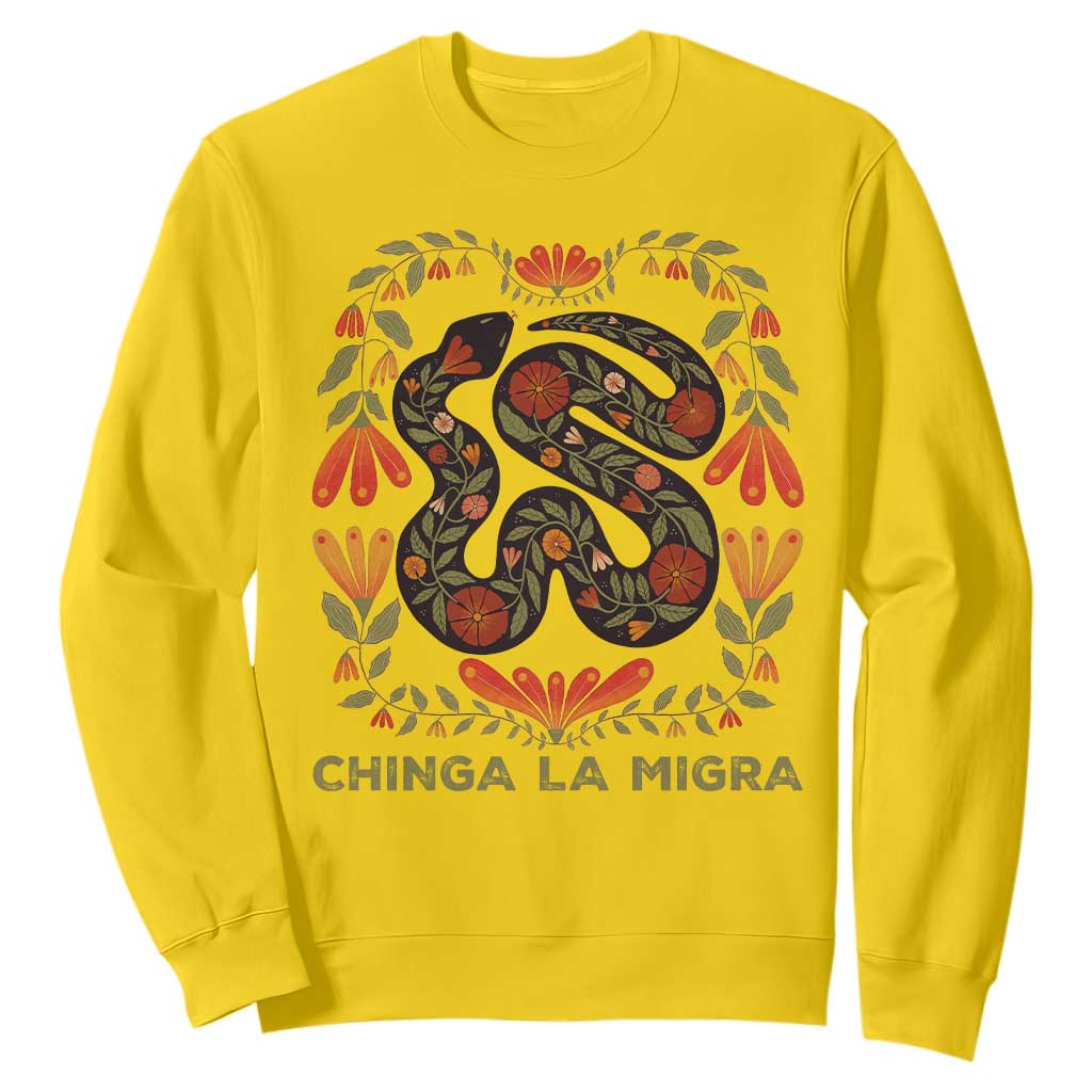 Immigrant Rights Sweatshirt Chinga La Migra TS10 Daisy Print Your Wear