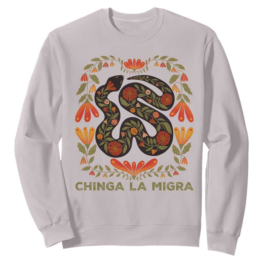 Immigrant Rights Sweatshirt Chinga La Migra TS10 Ice Gray Print Your Wear