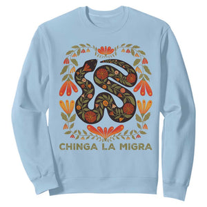 Immigrant Rights Sweatshirt Chinga La Migra TS10 Light Blue Print Your Wear