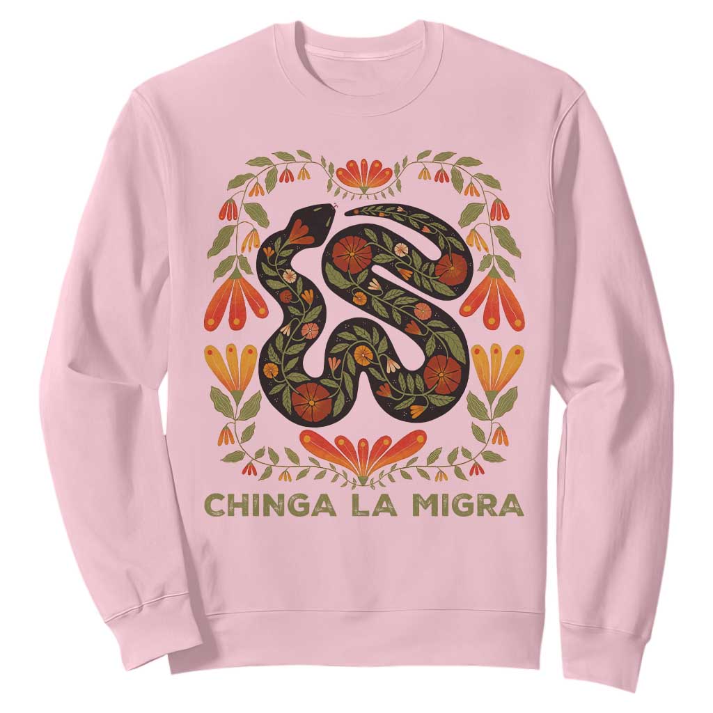 Immigrant Rights Sweatshirt Chinga La Migra TS10 Light Pink Print Your Wear