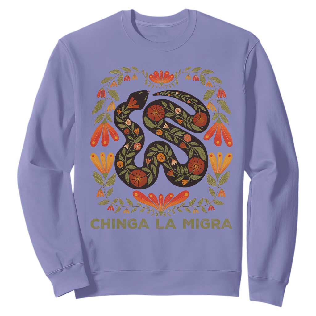 Immigrant Rights Sweatshirt Chinga La Migra TS10 Violet Print Your Wear