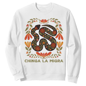 Immigrant Rights Sweatshirt Chinga La Migra TS10 White Print Your Wear