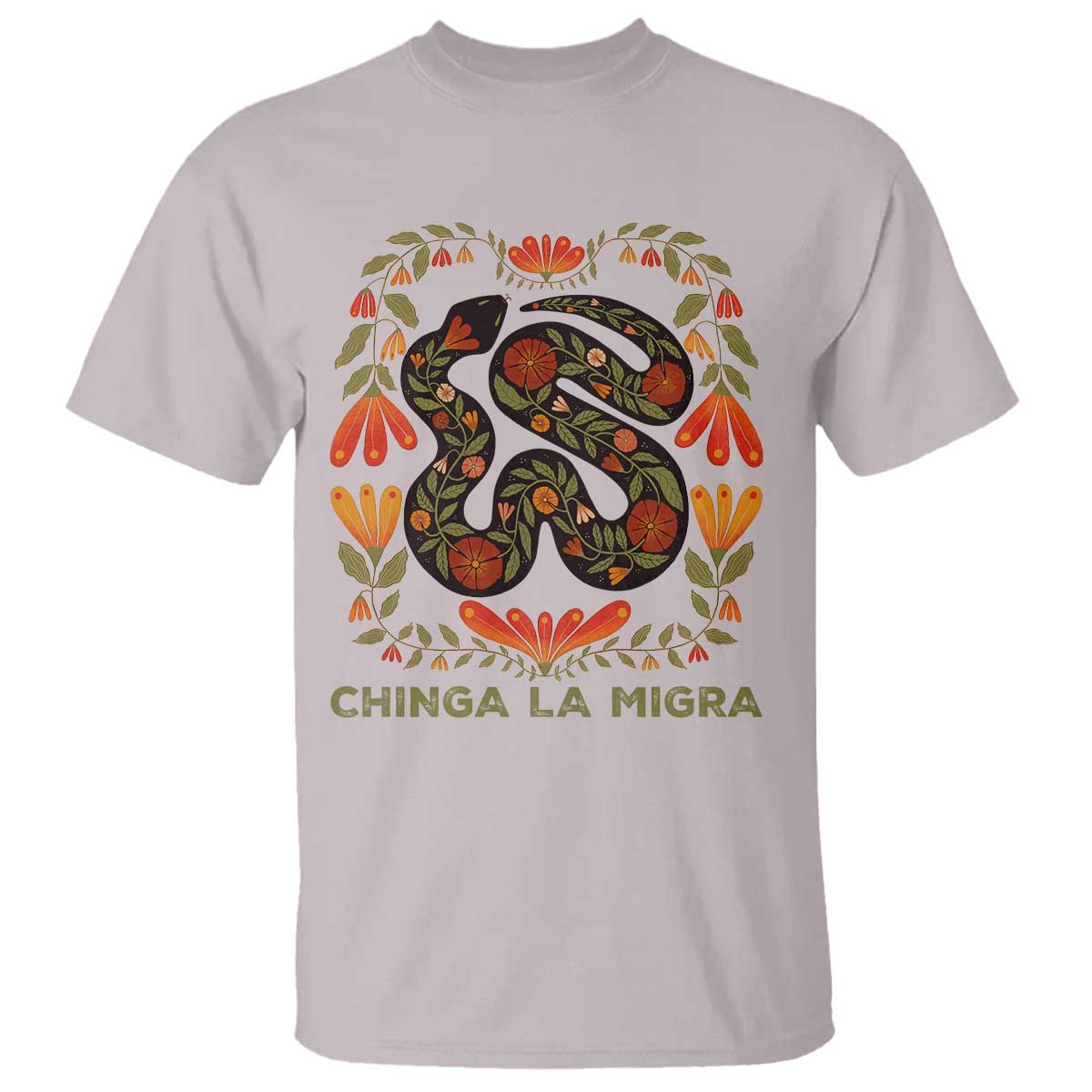 Immigrant Rights T Shirt Chinga La Migra TS10 Ice Gray Print Your Wear