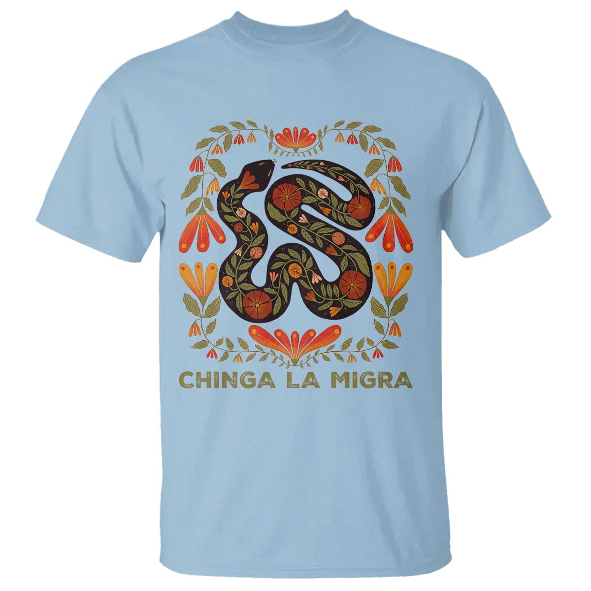 Immigrant Rights T Shirt Chinga La Migra TS10 Light Blue Print Your Wear