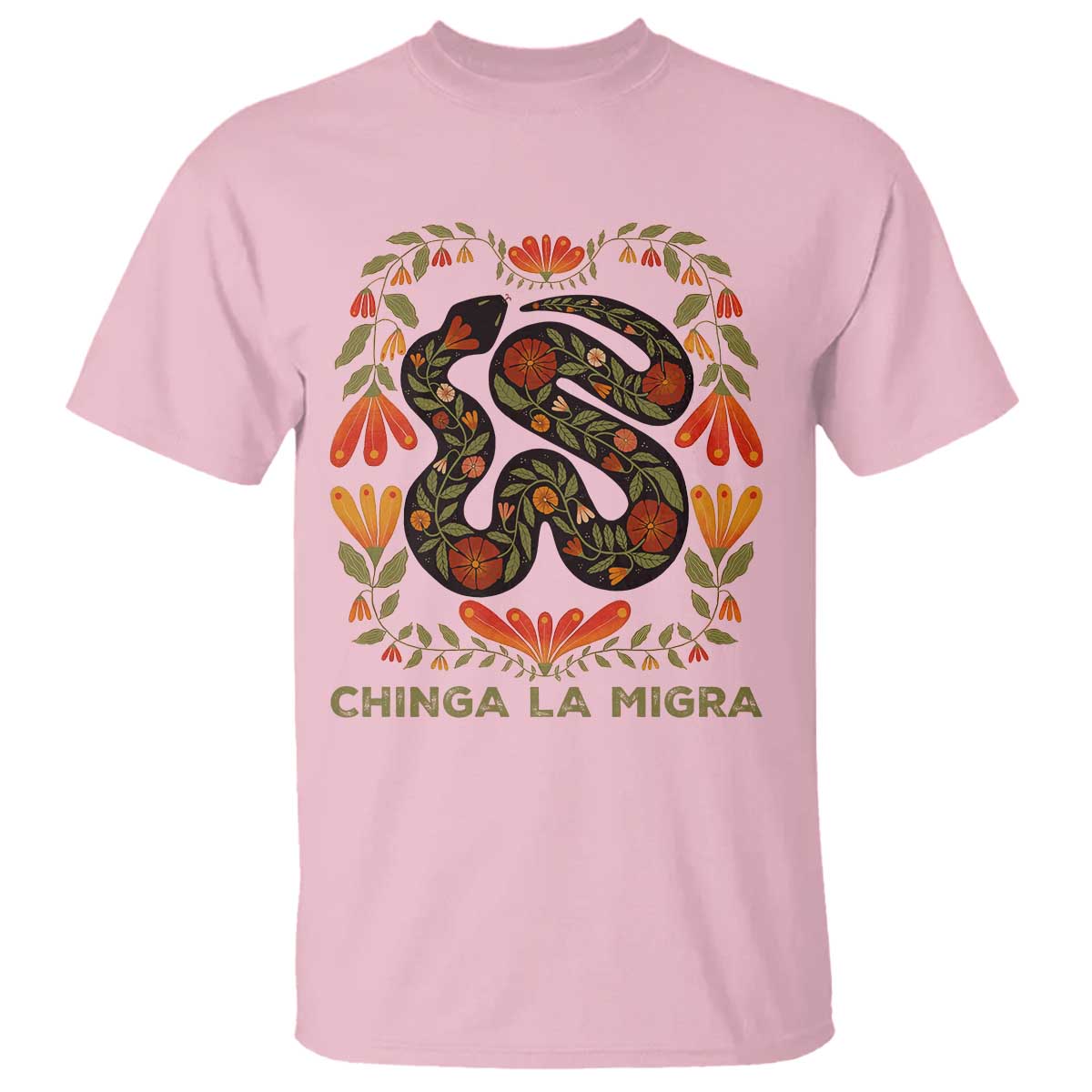 Immigrant Rights T Shirt Chinga La Migra TS10 Light Pink Print Your Wear