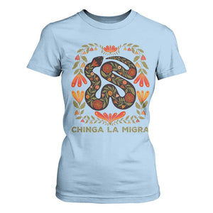 Immigrant Rights T Shirt For Women Chinga La Migra TS10 Light Blue Print Your Wear