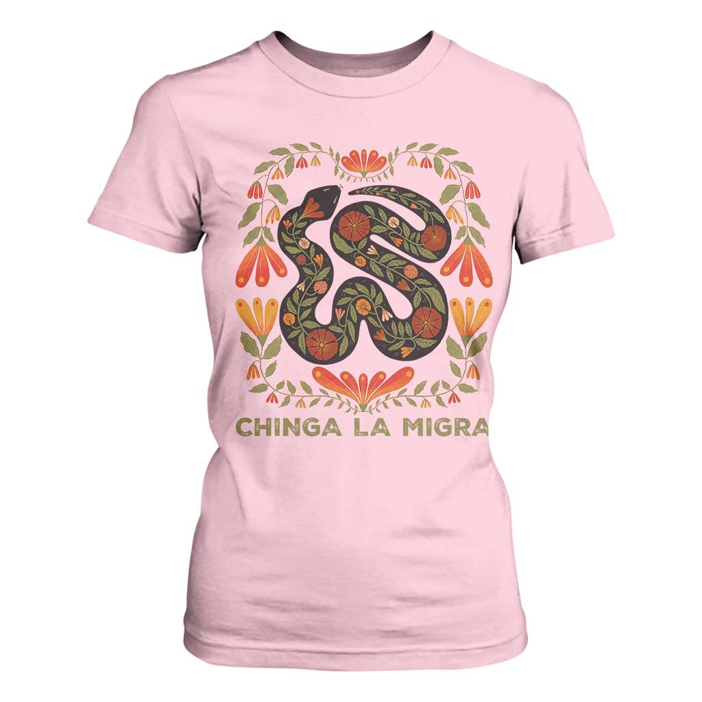 Immigrant Rights T Shirt For Women Chinga La Migra TS10 Light Pink Print Your Wear
