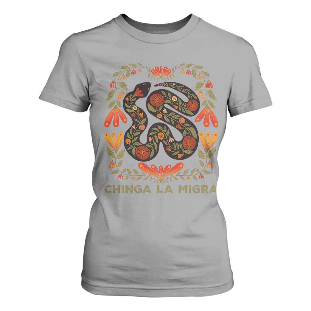 Immigrant Rights T Shirt For Women Chinga La Migra TS10 Sport Gray Print Your Wear