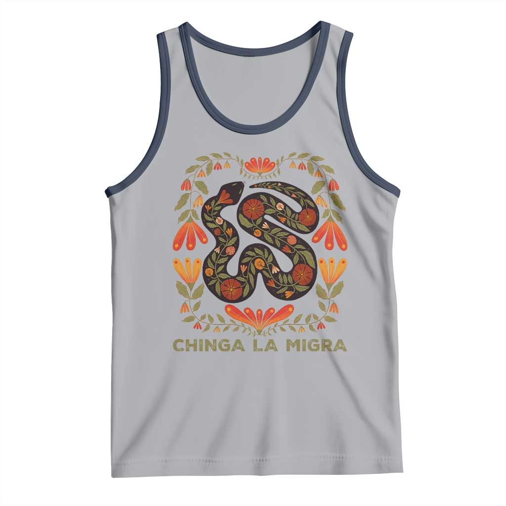 Immigrant Rights Tank Top Chinga La Migra TS10 Athletic Heather Navy Print Your Wear