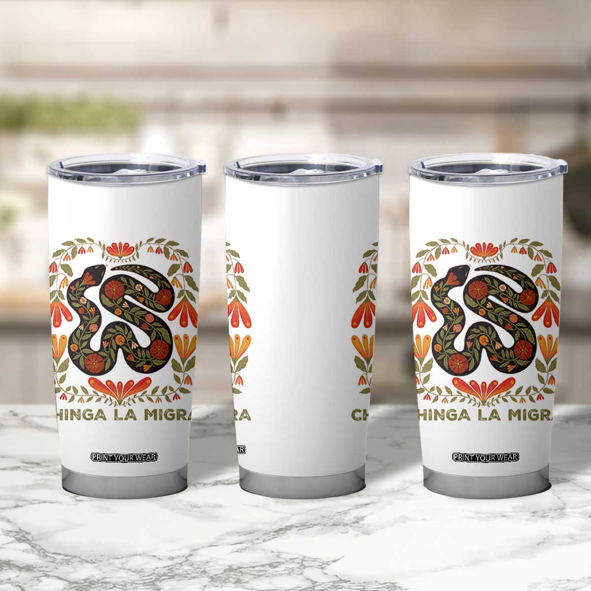 Immigrant Rights Tumbler Cup Chinga La Migra TS10 Print Your Wear