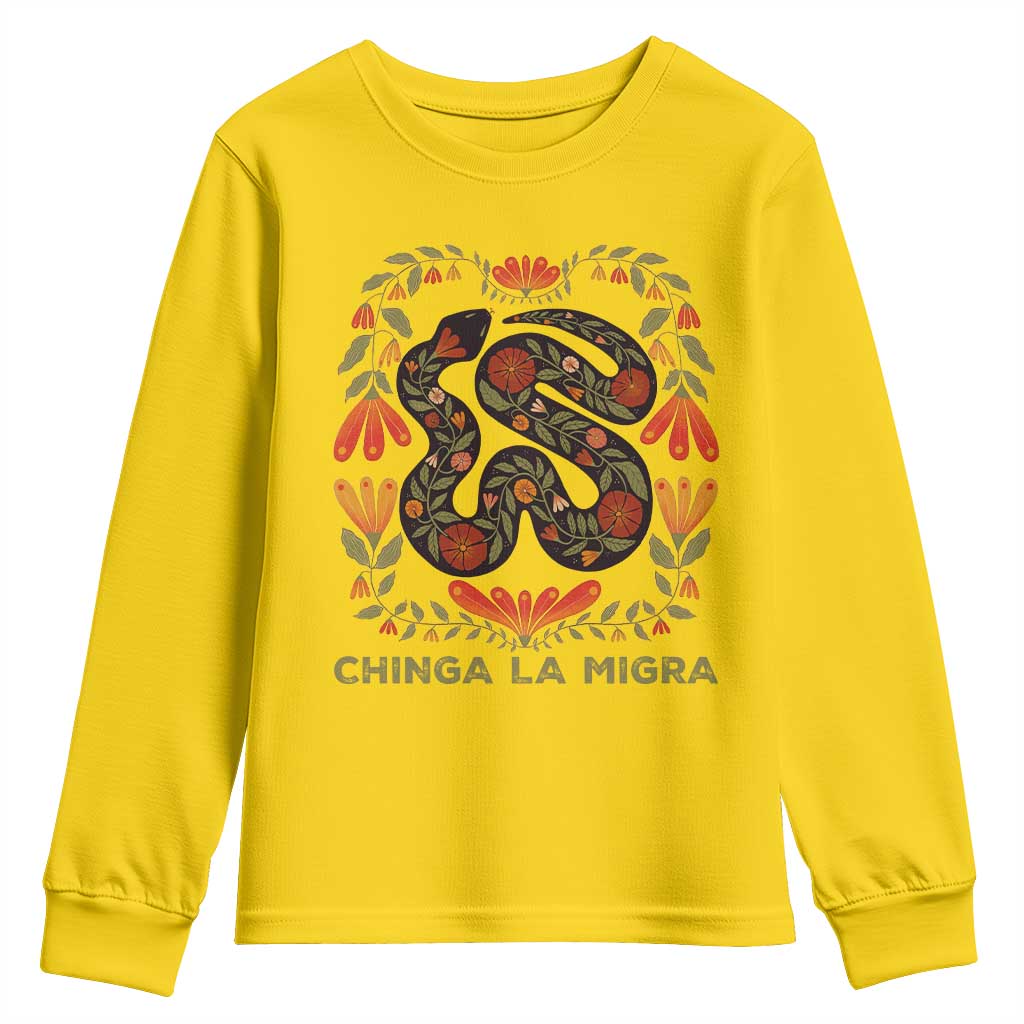 Immigrant Rights Youth Sweatshirt Chinga La Migra TS10 Daisy Print Your Wear