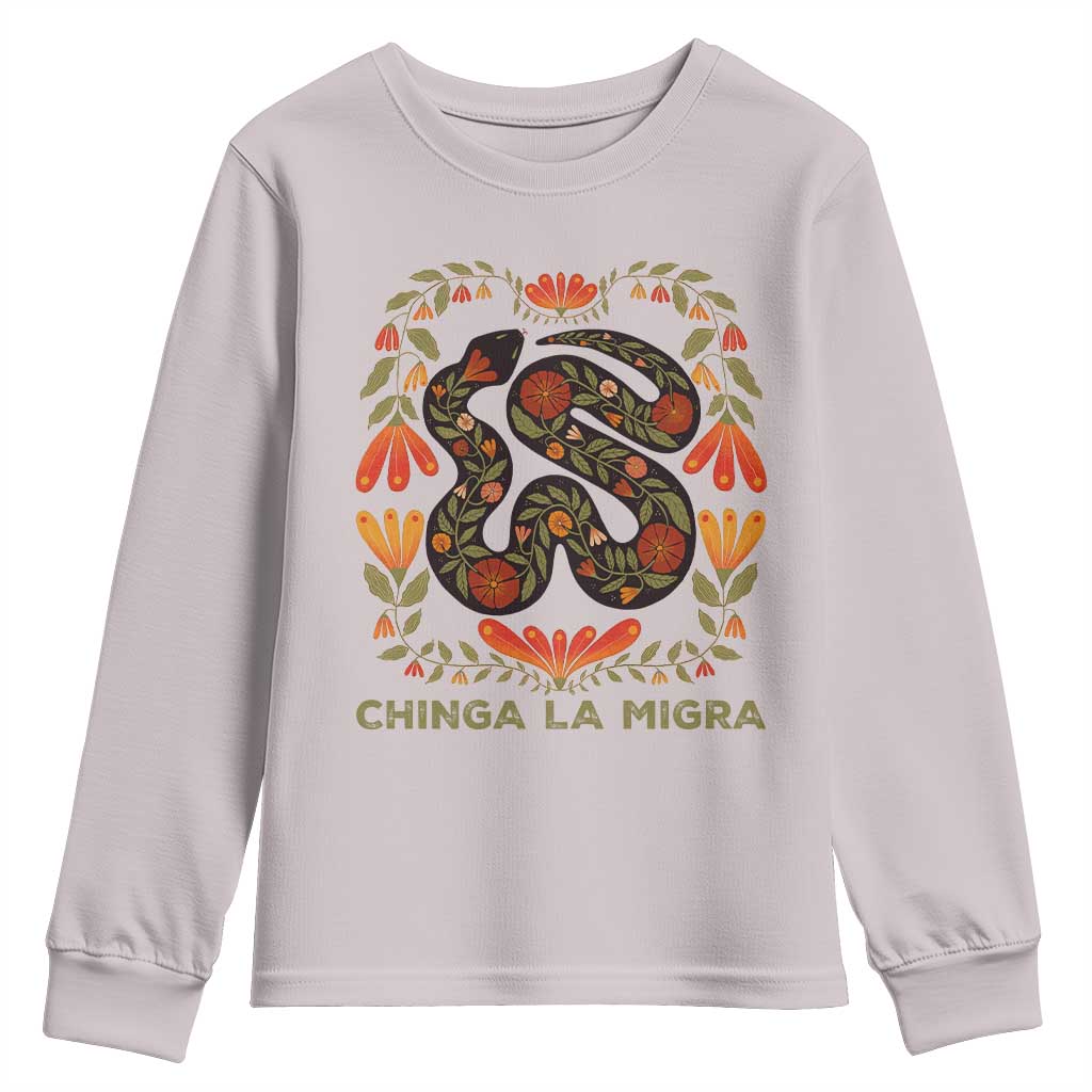 Immigrant Rights Youth Sweatshirt Chinga La Migra TS10 Ice Gray Print Your Wear