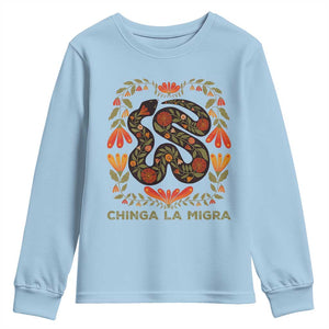 Immigrant Rights Youth Sweatshirt Chinga La Migra TS10 Light Blue Print Your Wear