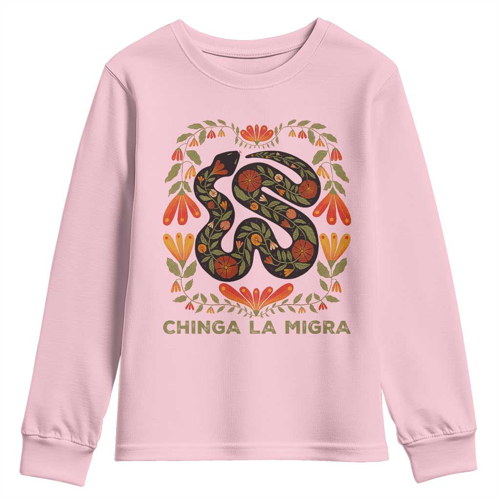 Immigrant Rights Youth Sweatshirt Chinga La Migra TS10 Light Pink Print Your Wear