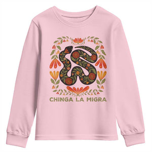 Immigrant Rights Youth Sweatshirt Chinga La Migra TS10 Light Pink Print Your Wear